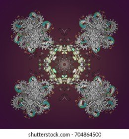 Vector illustration. Decorative christmas background with bokeh s and snowflakes.