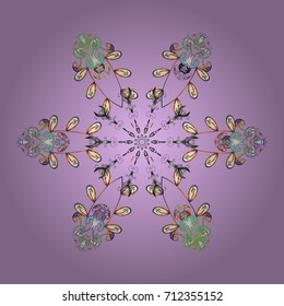 Vector illustration. Decorative christmas background with bokeh s and snowflakes.
