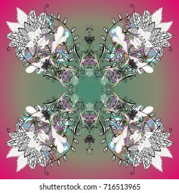 Vector illustration. Decorative christmas background with bokeh s and snowflakes.