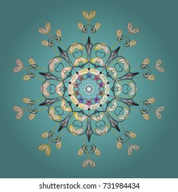 Vector illustration. Decorative christmas background with bokeh blue, gray and whites and snowflakes.