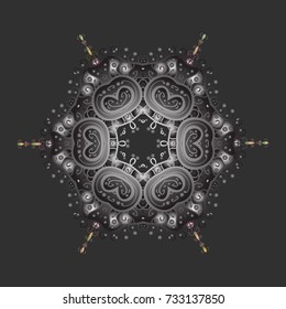 Vector illustration. Decorative christmas background with bokeh gray, brown and neutrals and snowflakes.