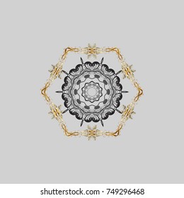 Vector illustration. Decorative christmas background with bokeh gray, brown and beiges and snowflakes.
