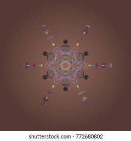 Vector illustration. Decorative christmas background with bokeh beige, gray and neutrals and snowflakes.