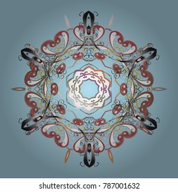 Vector illustration. Decorative christmas background with bokeh neutral, gray and pinks and snowflakes.