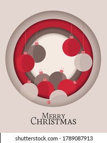 Vector illustration of decorative Christmas balls, ornaments. Christmas background. Merry Christmas card