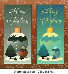 Vector illustration of a decorative Christmas balls and trees