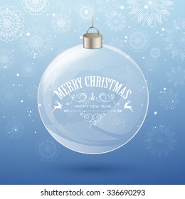 Vector Illustration of a Decorative Christmas Bauble with Snowflakes