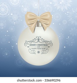Vector Illustration of a Decorative Christmas Bauble with Snowflakes