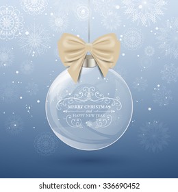 Vector Illustration of a Decorative Christmas Bauble with Snowflakes