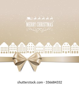 Vector Illustration of a Decorative Christmas City Background