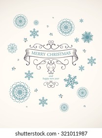 Vector Illustration of a Decorative Christmas Design with Snowflakes