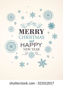Vector Illustration of a Decorative Christmas Design with Snowflakes