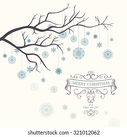 Vector Illustration of a Decorative Christmas Design with Snowflakes
