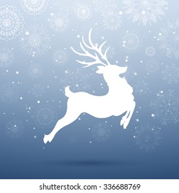 Vector Illustration of a Decorative Christmas Design with Snowflakes and Reindeer