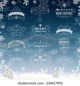 Vector Illustration of Decorative Christmas Labels
