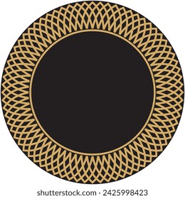 Vector illustration for decorative circular frame border design, gold color and black color background, used for frame decoration, photo frames, calligraphy, invitation cards, etc.