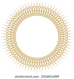 Vector illustration for decorative circular frame border design, gold color, used for frame decoration, photo frames, calligraphy, invitation cards