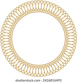 Ilustración del vector para el diseño de borde del marco circular decorativo, color dorado, utilizado para la decoración del marco, marcos de fotos, caligrafía, tarjetas de invitación