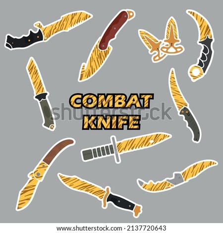 Vector illustration of decorative combat knives. Counter Strike.