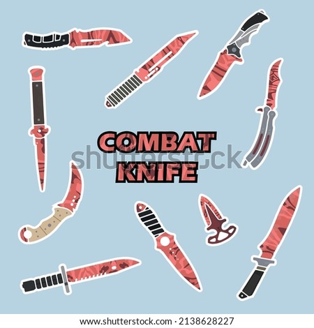 Vector illustration of decorative combat knives. Counter Strike.