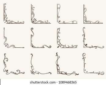 Vector illustration of decorative corner frame set
