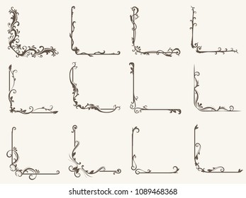 Vector illustration of decorative corner frame set