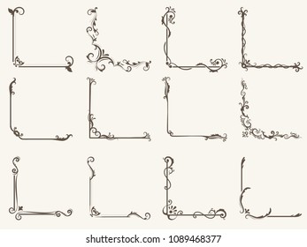 Vector illustration of decorative corner frame set