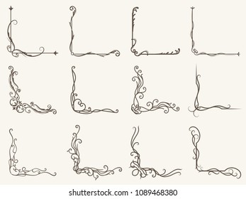 Vector illustration of decorative corner frame set