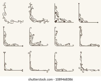 Vector illustration of decorative corner frame set
