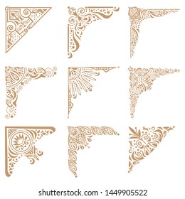 Vector illustration of decorative corner frame set.