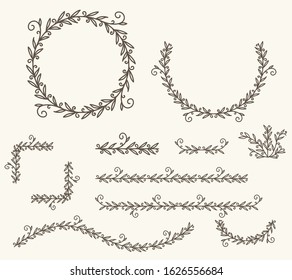 Vector illustration of decorative corner frame and line set