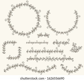 Vector illustration of decorative corner frame and line set