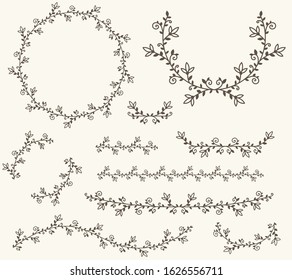 Vector illustration of decorative corner frame and line set