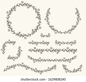Vector illustration of decorative corner frame set