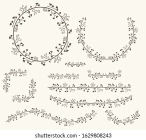 Vector illustration of decorative corner frame set