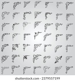 Vector illustration of decorative corner frame set. Set Hand Draw of Corners Different Shapes Flower Decoration Vector Design Doodle Sketch Style For Wedding And Banner