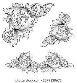 Vector illustration of decorative corner frame set. Hand Draw of Corners Different Shapes Flower Decoration Vector Design Doodle Sketch Style for Wedding and Banner. 