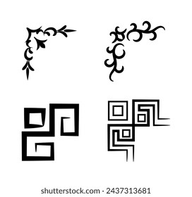 Vector illustration of decorative corner frame set