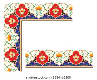 Vector illustration of decorative corner frame border floral motif. Suitable for frames, calligraphy, covers, decorations