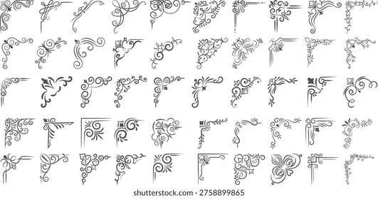 Vector illustration of decorative corner frame set. Vintage corner set. vector frame corners	