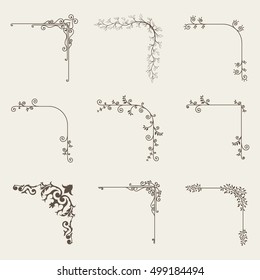 Vector illustration of decorative corner frame set