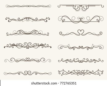 Vector illustration of decorative corner frame and line set