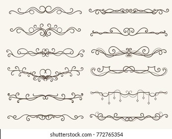 Vector illustration of decorative corner frame and line set