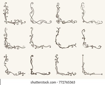 Vector illustration of decorative corner frame set