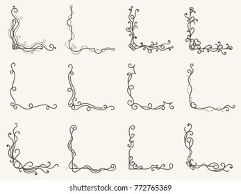 Vector illustration of decorative corner frame set