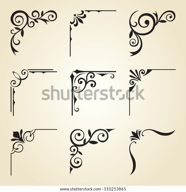 Vector\
illustration of decorative corner frame\
set.