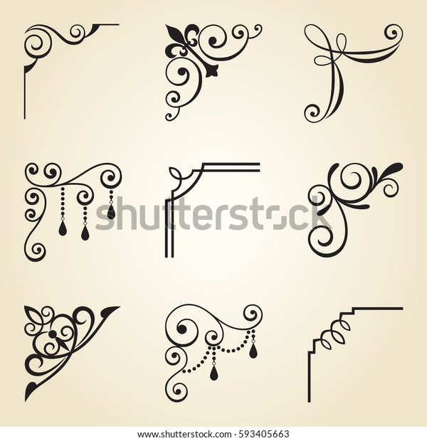 Vector Illustration Decorative Corner Frame Borders Stock Vector Royalty Free