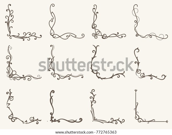 Vector Illustration Decorative Corner Frame Set Stock Vector (Royalty ...