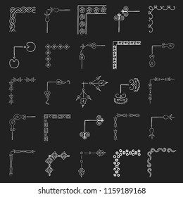 Vector illustration of decorative corner frames. Set of vintage design elements.