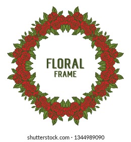 Vector illustration decorative crowd red wreath frames hand drawn
